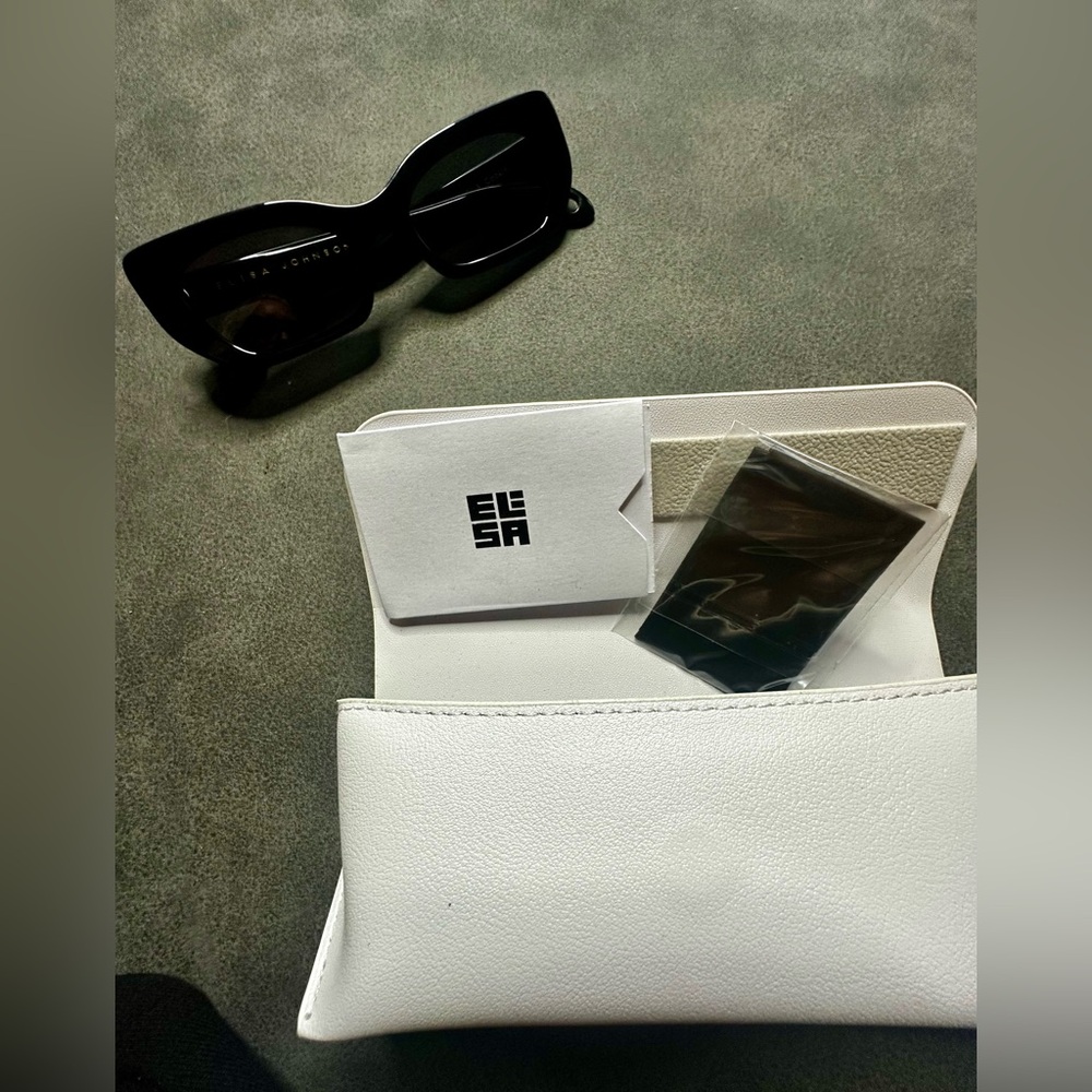 Elisa Johnson Cookie gloss black sunglasses. NWT. Case & new cloth incl.⬇️meas. - Picture 9 of 9